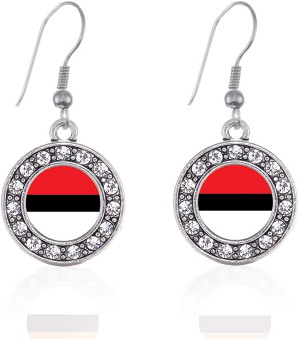 Inspired Silver - Silver Circle Charm French Hook Drop Earrings with Cubic Zirconia Jewelry