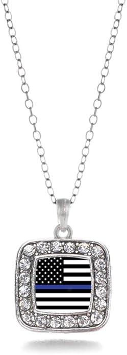 Inspired Silver - Silver Square Charm 18 Inch Necklace with Cubic Zirconia Jewelry
