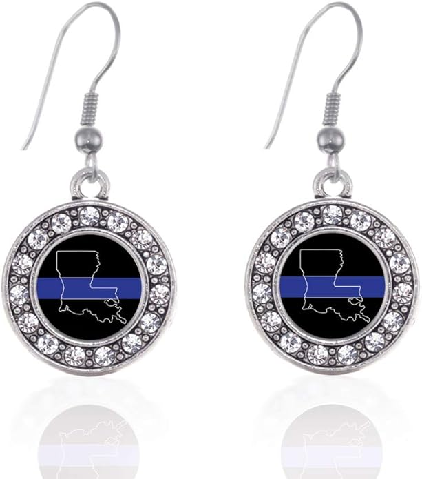 Inspired Silver - Silver Circle Charm French Hook Drop Earrings with Cubic Zirconia Jewelry