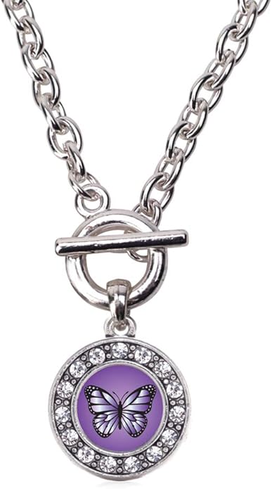 Inspired Silver - Silver Circle Charm 18 Inch Necklace with Cubic Zirconia Jewelry