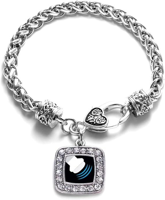 Inspired Silver - Silver Square Charm Bracelet with Cubic Zirconia Jewelry