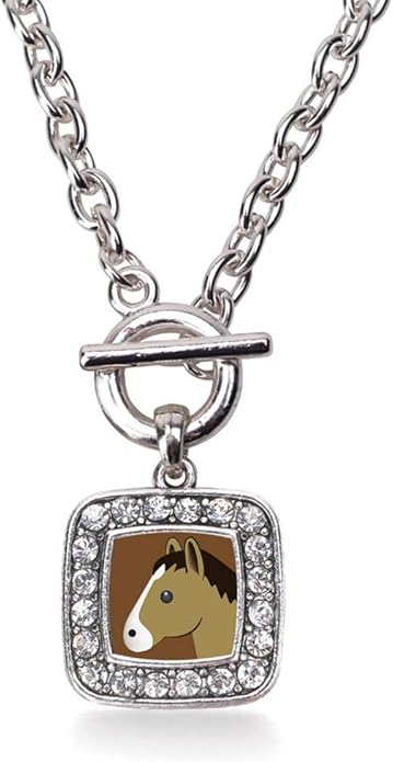 Inspired Silver - Silver Square Charm 18 Inch Necklace with Cubic Zirconia Jewelry