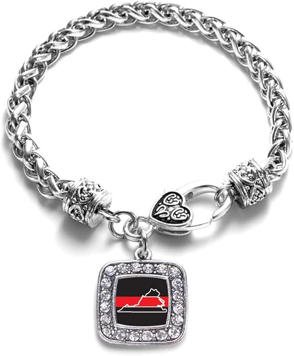 Inspired Silver - Silver Square Charm Bracelet with Cubic Zirconia Jewelry