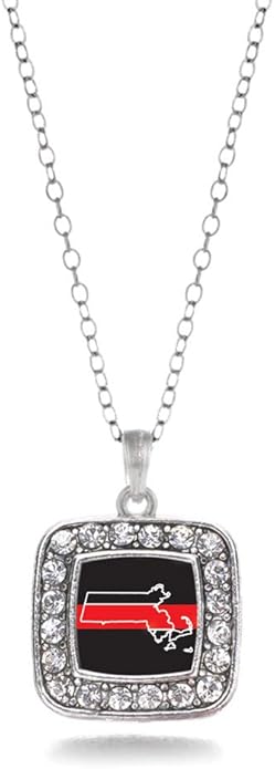 Inspired Silver - Silver Square Charm 18 Inch Necklace with Cubic Zirconia Jewelry