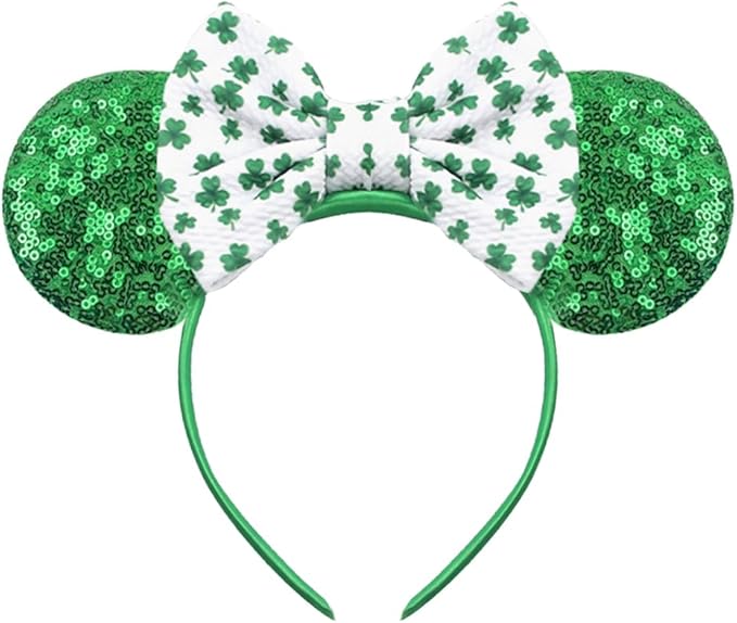 Sequin Mouse Ears Headbands for Women Girls Boys, Glitter Bows Headband for Kids Adults Birthday Party Costume Halloween