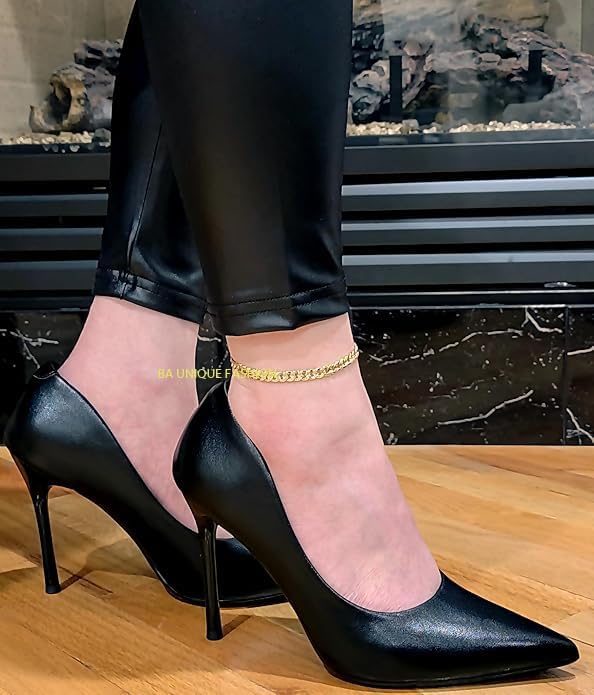BA UNIQUE FASHION Gold Electroplated Anklet for Women, 9-12 Inch Sizes, Figaro, Cuban, Mariner, Herringbone Design - Made in Korea