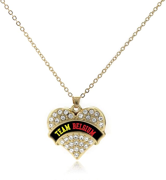 Inspired Silver - Gold Pave Heart Charm 18 Inch Necklace with Cubic Zirconia Jewelry