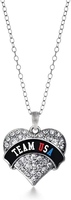 Inspired Silver - Silver Pave Heart Charm 18 Inch Necklace with Cubic Zirconia Jewelry
