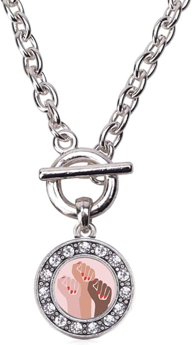 Inspired Silver - Silver Circle Charm 18 Inch Necklace with Cubic Zirconia Jewelry