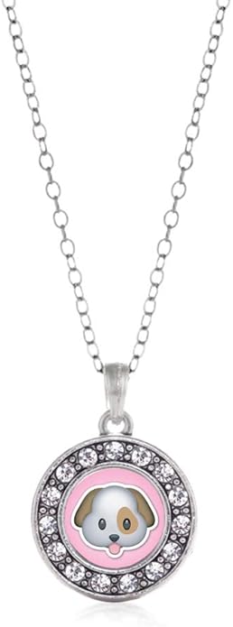 Inspired Silver - Silver Circle Charm 18 Inch Necklace with Cubic Zirconia Jewelry