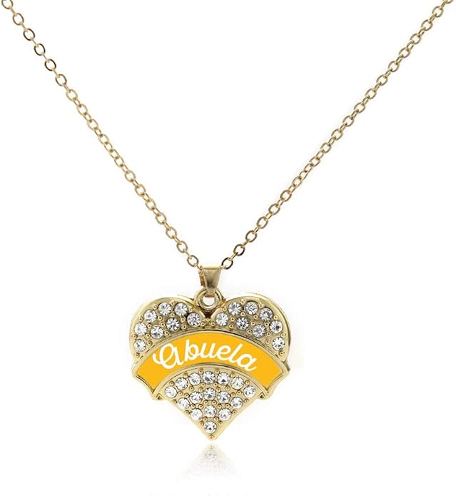 Inspired Silver - Gold Pave Heart Charm 18 Inch Necklace with Cubic Zirconia Jewelry