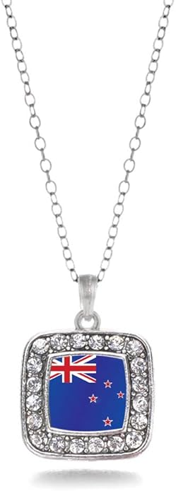 Inspired Silver - Silver Square Charm 18 Inch Necklace with Cubic Zirconia Jewelry