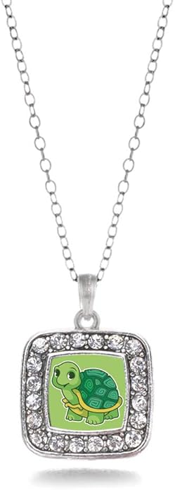 Inspired Silver - Silver Square Charm 18 Inch Necklace with Cubic Zirconia Jewelry