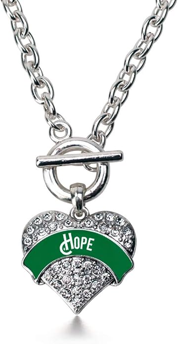 Inspired Silver - Silver Pave Heart Charm 18 Inch Necklace with Cubic Zirconia Jewelry