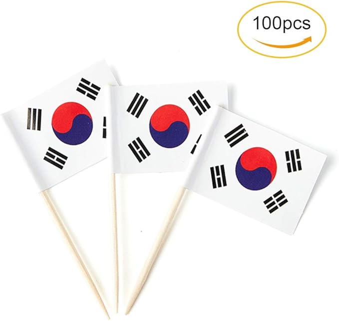 South Korea Flag Korean Flag, Small Mini South Korean Toothpick Flags for Food, Cupcakes, Cocktails, Appetizers, Bar Party Decorations