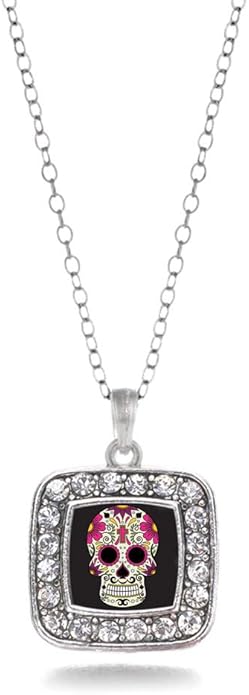 Inspired Silver - Silver Square Charm 18 Inch Necklace with Cubic Zirconia Jewelry