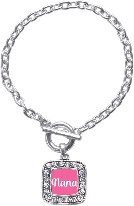 Inspired Silver - Silver Square Charm Toggle Bracelet with Cubic Zirconia Jewelry