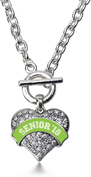 Inspired Silver - Silver Pave Heart Charm 18 Inch Necklace with Cubic Zirconia Jewelry
