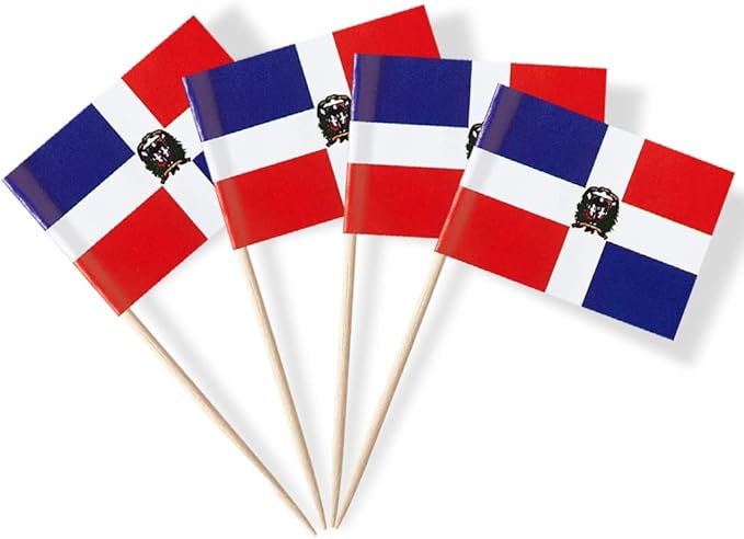 Dominica Flag Dominican Republic Flag, Small Mini Dominican Republic Toothpick Flags for Food, Cupcakes, Cocktails, Appetizers, Bar Party Decorations