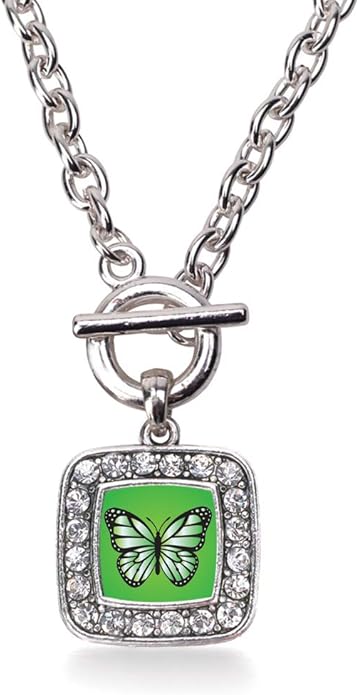 Inspired Silver - Silver Square Charm 18 Inch Necklace with Cubic Zirconia Jewelry
