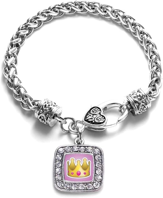 Inspired Silver - Silver Square Charm Bracelet with Cubic Zirconia Jewelry