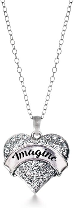 Inspired Silver - Silver Pave Heart Charm 18 Inch Necklace with Cubic Zirconia Jewelry