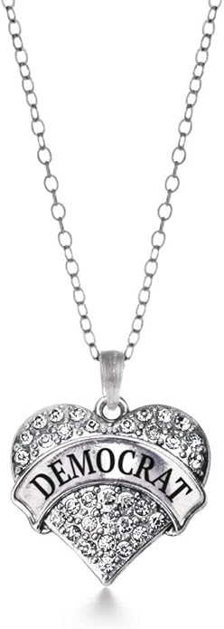 Inspired Silver - Silver Pave Heart Charm 18 Inch Necklace with Cubic Zirconia Jewelry