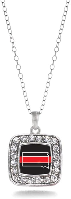 Inspired Silver - Silver Square Charm 18 Inch Necklace with Cubic Zirconia Jewelry