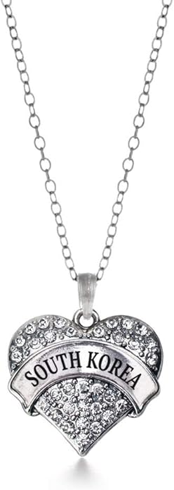 Inspired Silver - Silver Pave Heart Charm 18 Inch Necklace with Cubic Zirconia Jewelry