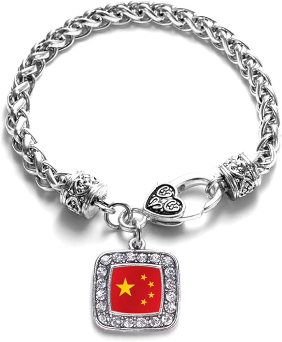 Inspired Silver - Silver Square Charm Bracelet with Cubic Zirconia Jewelry