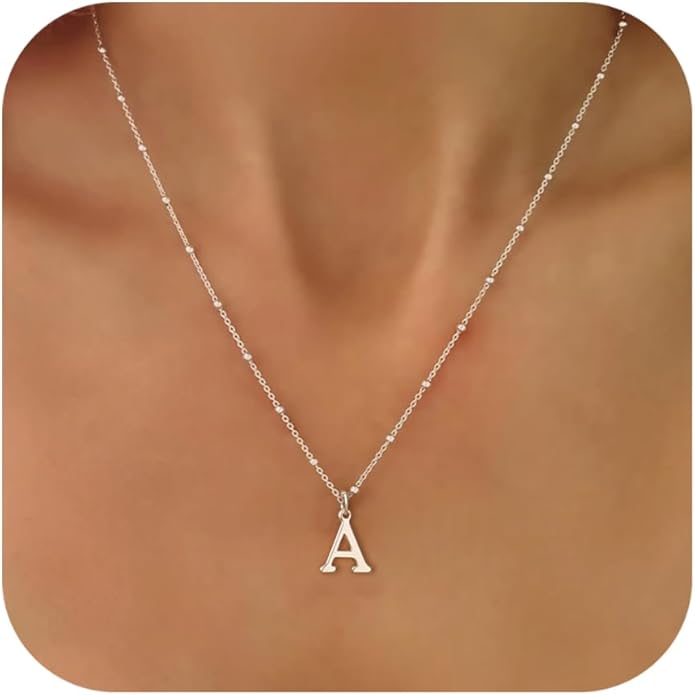 MDIEEL Initial Necklaces for Women Dainty 14k Gold Plated A-Z Letter Pendant Name Necklaces Cute Charm Choker Fashion Accessories Non Tarnish Trendy Jewelry Gift