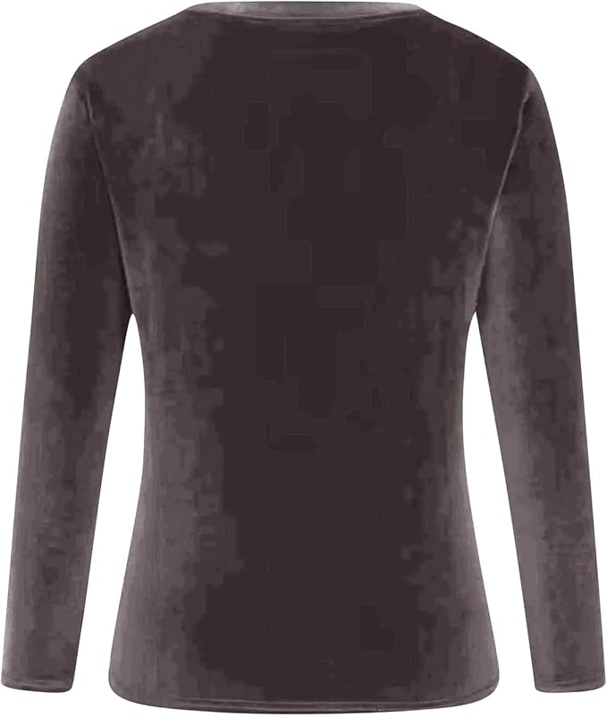 Velvet Tops for Women Dressy Casual V Neck Shirts Loose Fit Vintage Long Sleeve Velour Blouse Solid Holiday Party Outfits