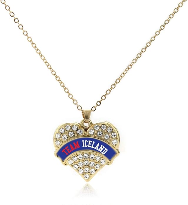 Inspired Silver - Gold Pave Heart Charm 18 Inch Necklace with Cubic Zirconia Jewelry