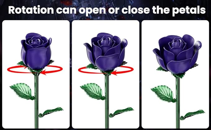 Purple Rose Bouquet Building Set for Adults Women - 12 Pack, Botanical Collection Gift for Christmas, Valentine's Day & Mother's Day - Artificial Flowers Botanical Collection Centerpiece Retro Decor