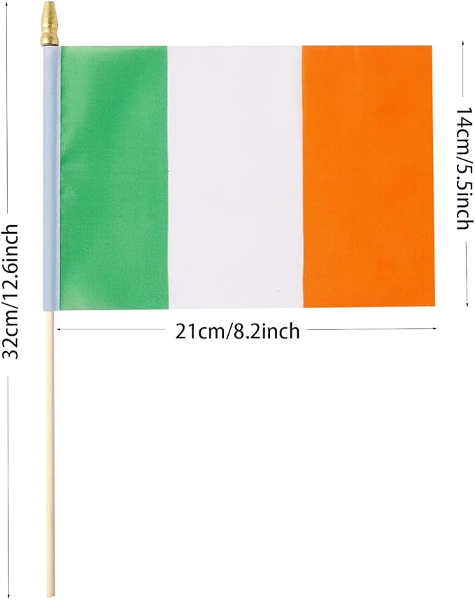 GSYLPFT 12 Pack Irish Flags on Sticks Ireland Small Mini Hand Held Flags for Office Classroom Holiday Party Decorations