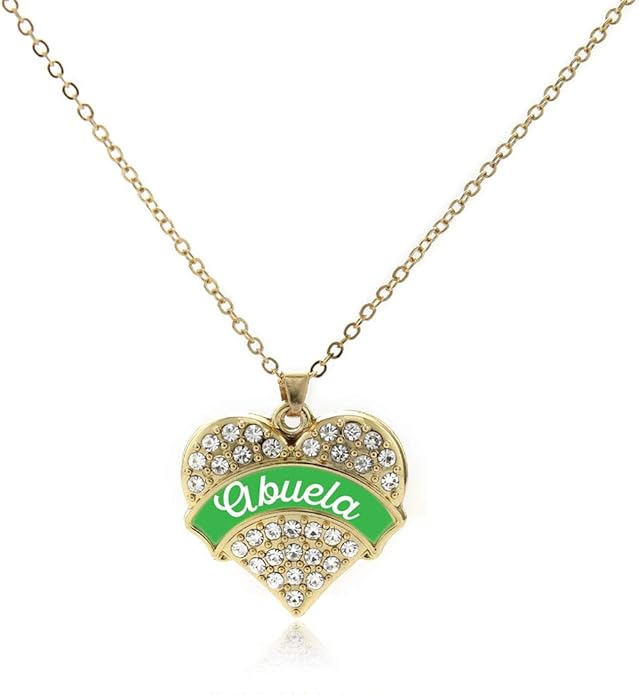 Inspired Silver - Gold Pave Heart Charm 18 Inch Necklace with Cubic Zirconia Jewelry