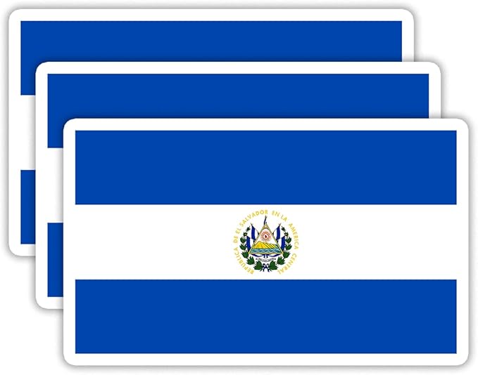 (3PCS) El Salvador Flag stickers, Countries Flag Stickers - Waterproof Vinyl Decals For Laptops, Tumblers, Water Bottles, Books, Scrapbooks, Size 3 x 1.8 Inch