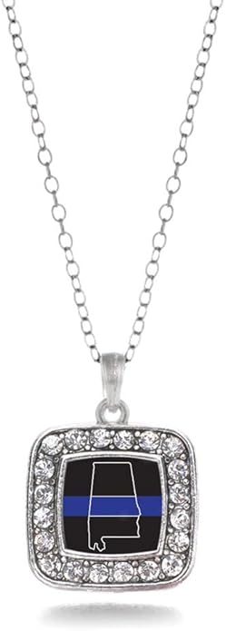 Inspired Silver - Silver Square Charm 18 Inch Necklace with Cubic Zirconia Jewelry
