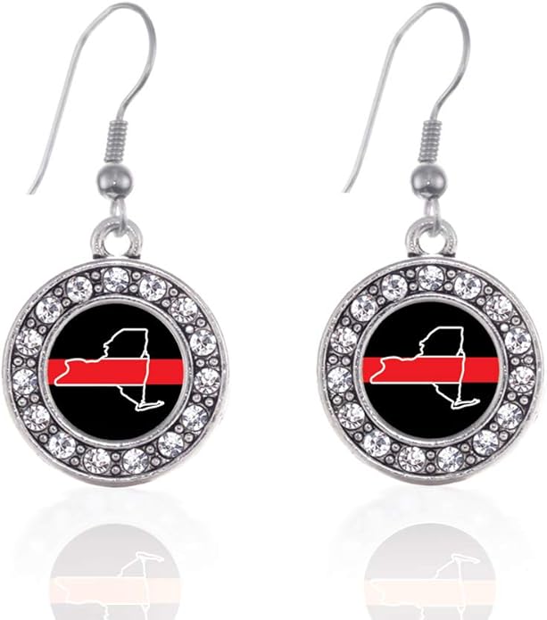 Inspired Silver - Silver Circle Charm French Hook Drop Earrings with Cubic Zirconia Jewelry