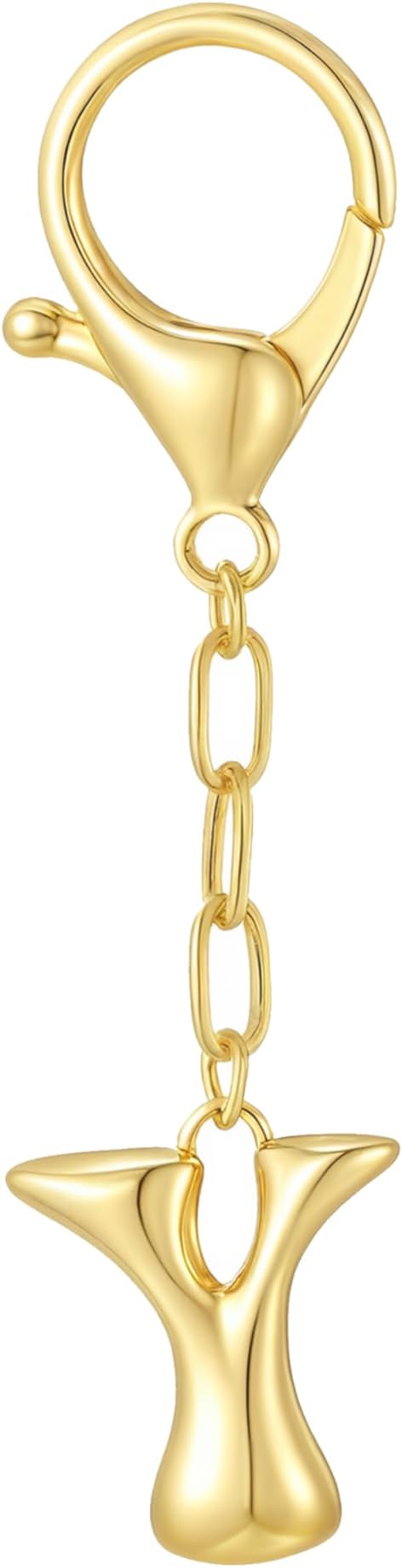GAOKOXI Gold Bubble Initial Keychain Charm for Women Chunky Bag Purse Charms A-Z Letter Key Chains for Handbag Accessories