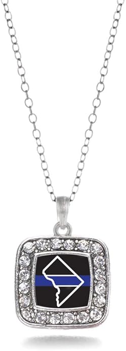 Inspired Silver - Silver Square Charm 18 Inch Necklace with Cubic Zirconia Jewelry