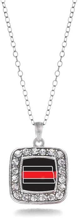 Inspired Silver - Silver Square Charm 18 Inch Necklace with Cubic Zirconia Jewelry