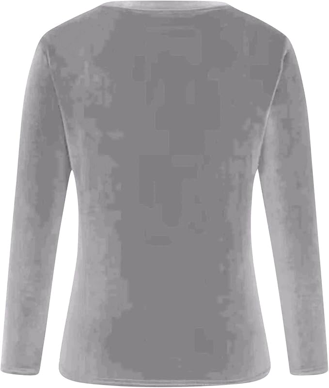 Velvet Tops for Women Dressy Casual V Neck Shirts Loose Fit Vintage Long Sleeve Velour Blouse Solid Holiday Party Outfits