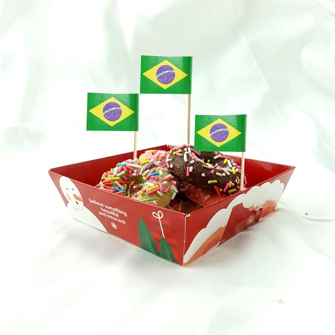 Brazil Flag Brazilian Flag, Small Mini Brazil Toothpick Flags for Food, Cupcakes, Cocktails, Appetizers, Bar Party Decorations