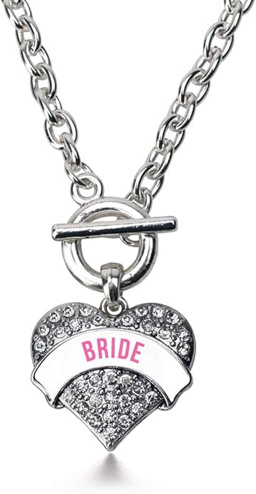 Inspired Silver - Silver Pave Heart Charm 18 Inch Necklace with Cubic Zirconia Jewelry