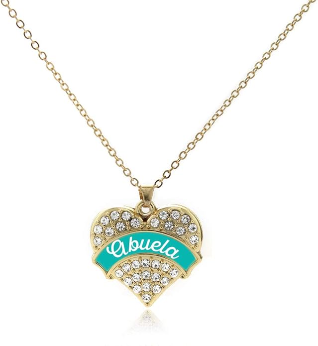 Inspired Silver - Gold Pave Heart Charm 18 Inch Necklace with Cubic Zirconia Jewelry