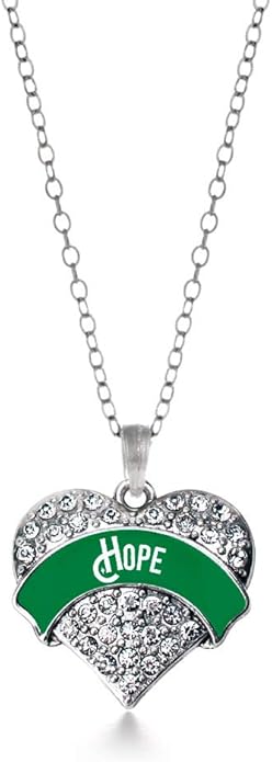 Inspired Silver - Silver Pave Heart Charm 18 Inch Necklace with Cubic Zirconia Jewelry