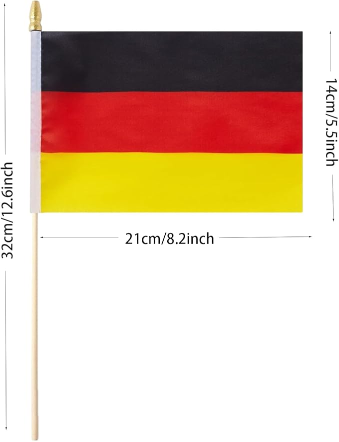 GSYLPFT 12 Pack Germany Flags on Sticks German Small Mini Hand Held Flags for Office Classroom Holiday Party Decorations