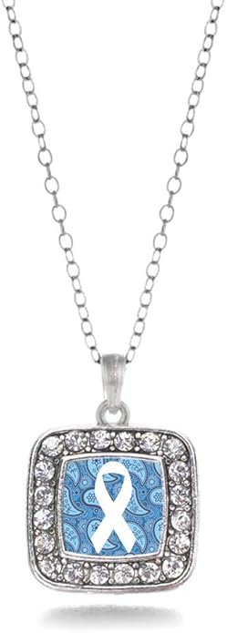 Inspired Silver - Silver Square Charm 18 Inch Necklace with Cubic Zirconia Jewelry
