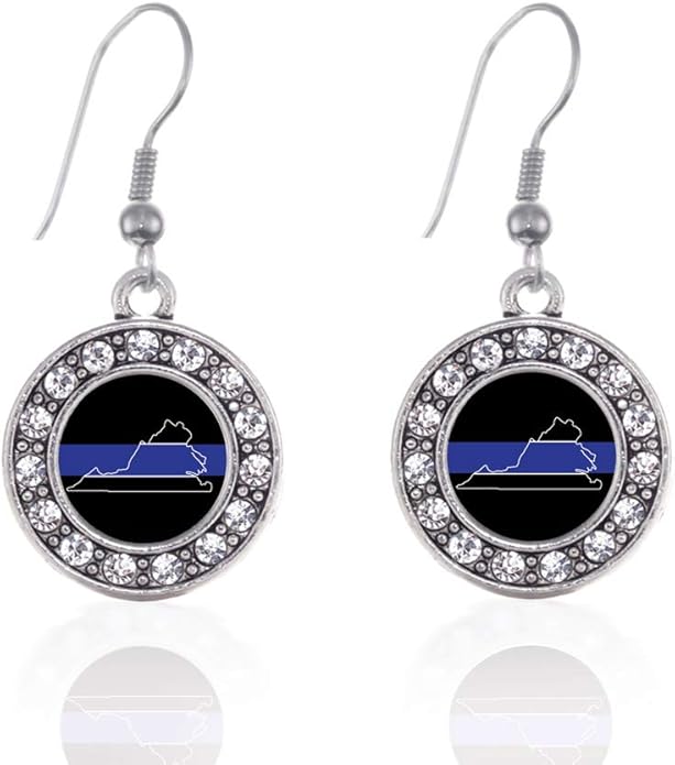 Inspired Silver - Silver Circle Charm French Hook Drop Earrings with Cubic Zirconia Jewelry
